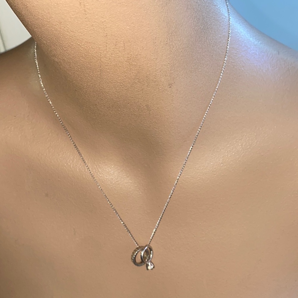 Tiny Sterling Engagement/ Wedding Set Necklace Vi… - image 5